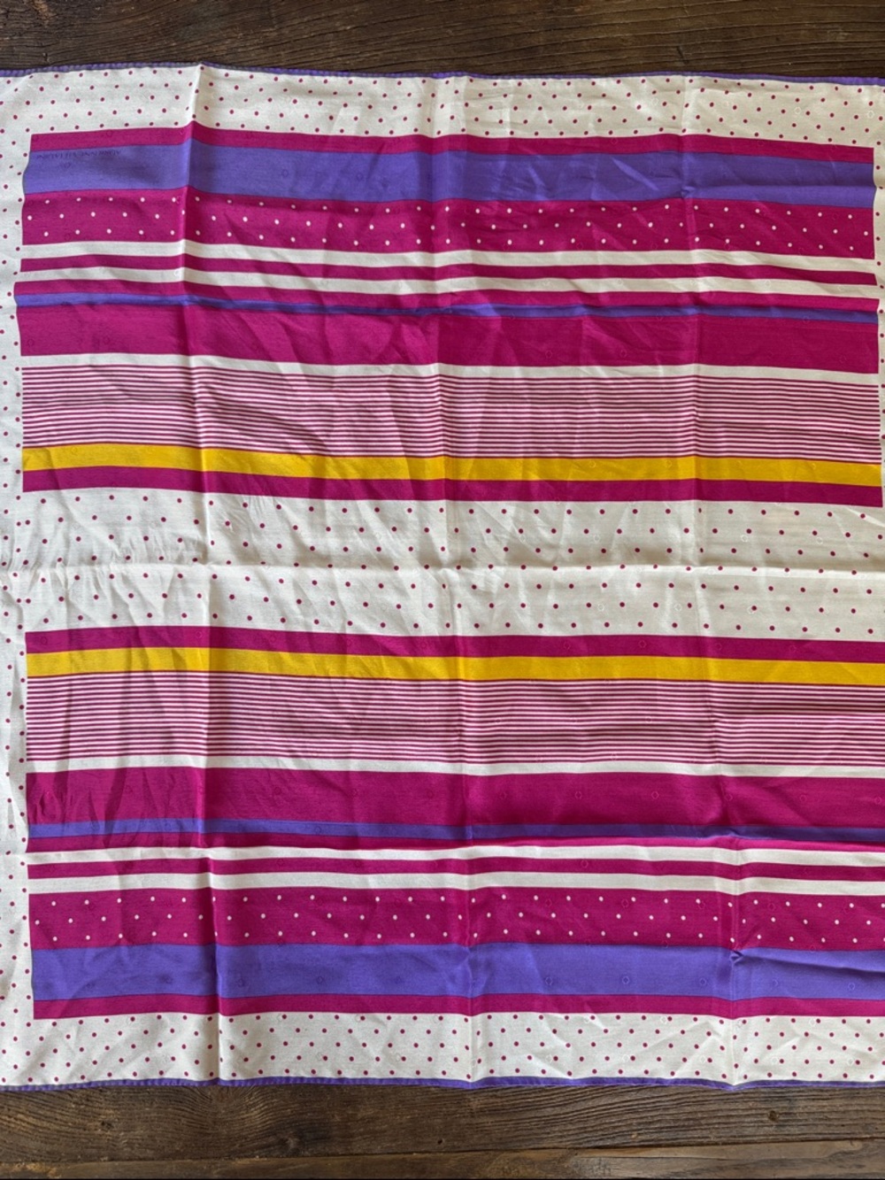 Adrienne Vittadini vintage polk a dot striped silk scarf Deadstock - Picture 2 of 6